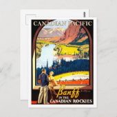 Banff in Canadese rockies, vintage-reizen Briefkaart (Voorkant / Achterkant)