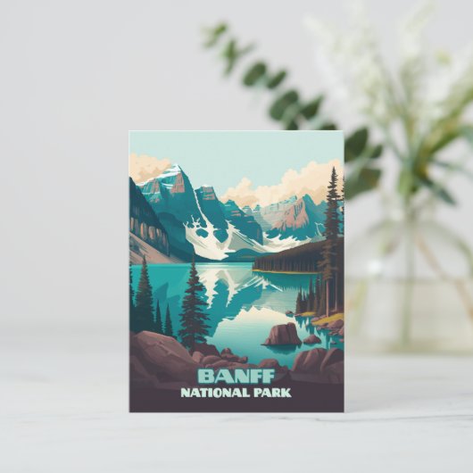 Banff Nationaal Park Moraine Lake Retro Briefkaart (Staand voorkant)