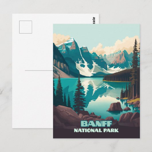 Banff Nationaal Park Moraine Lake Retro Briefkaart (Voorkant / Achterkant)