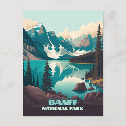 Banff Nationaal Park Moraine Lake Retro Briefkaart (Voorkant)