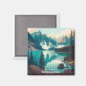 Banff Nationaal Park Moraine Lake Retro Magneet (Voorkant / Achterkant)
