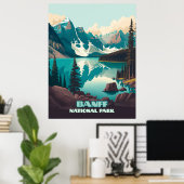 Banff Nationaal Park Moraine Lake Retro Poster (Thuiskantoor)
