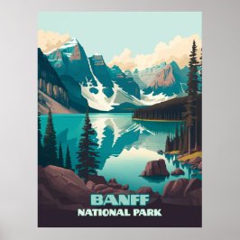 Banff Nationaal Park Moraine Lake Retro Poster