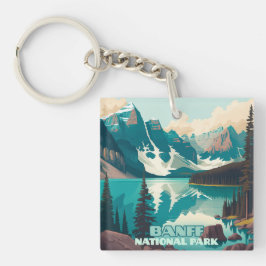 Banff Nationaal Park Moraine Lake Retro Sleutelhanger