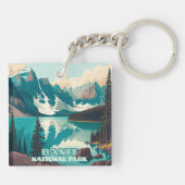 Banff Nationaal Park Moraine Lake Retro Sleutelhanger (Achterkant)
