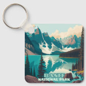 Banff Nationaal Park Moraine Lake Retro Sleutelhanger (Voorkant)