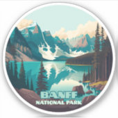 Banff Nationaal Park Moraine Lake Retro Sticker (Voorkant)