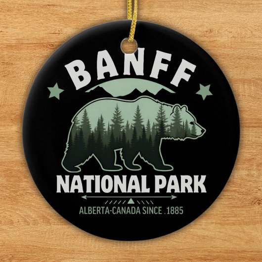Banff National Park Adventure – Watercolor Bear Keramisch Ornament