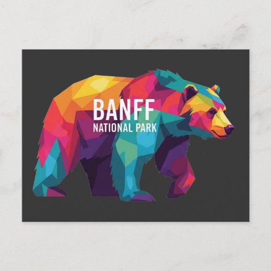 Banff National Park Canada Kleurrijk Beer Briefkaart (Voorkant)