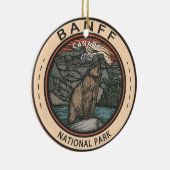 Banff National Park Canada Travel Emblem  Keramisch Ornament (Rechts)