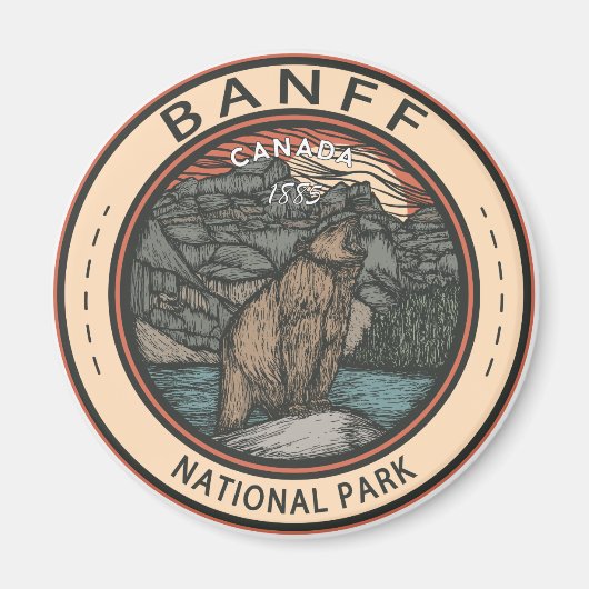 Banff National Park Canada Travel Emblem  Magneet (Voorkant)