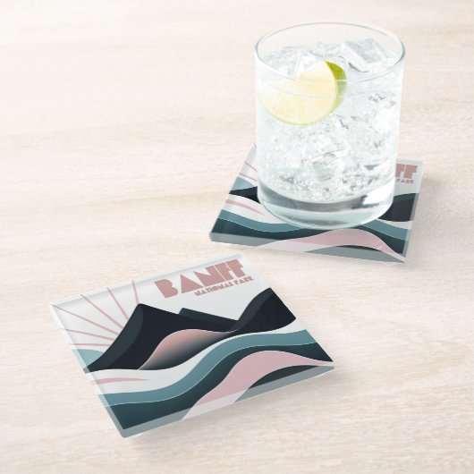 Banff National Park Gekleurde heuvels Glazen Onderzetter (Schuin)