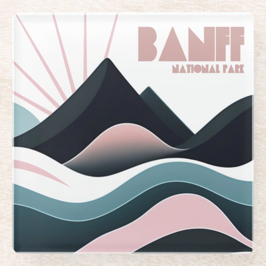 Banff National Park Gekleurde heuvels Glazen Onderzetter (Voorkant)