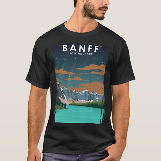 Banff National Park Minimal Retro Travel P T-shirt (Voorkant)