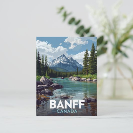 Banff National Park Mountain River View Briefkaart (Staand voorkant)