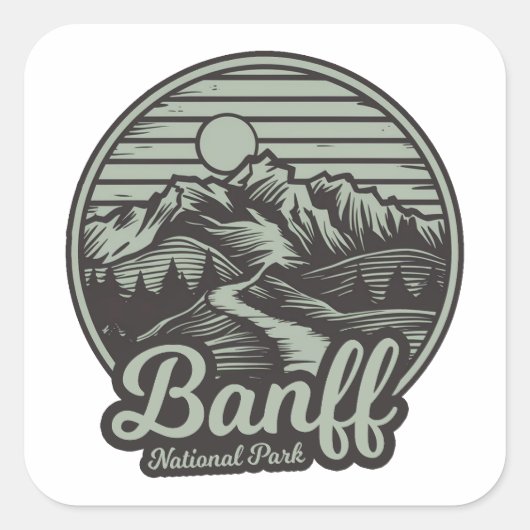 Banff National Park Mountain Trail Vierkante Sticker (Voorkant)