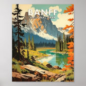 Banff National Park Poster Kunstprint, Retro Natio (Voorkant)