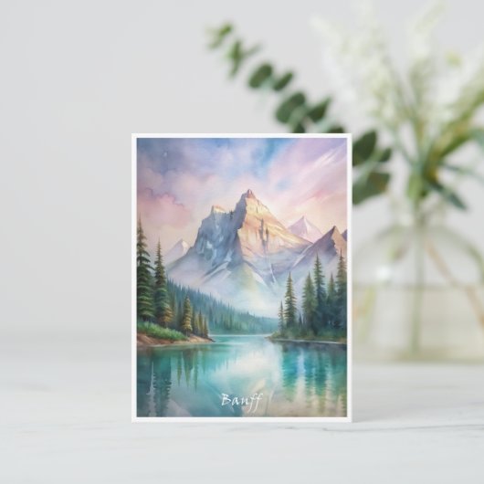 Banff National Park Waterverf Schilderij Briefkaart (Staand voorkant)