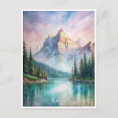 Banff National Park Waterverf Schilderij Briefkaart (Voorkant)