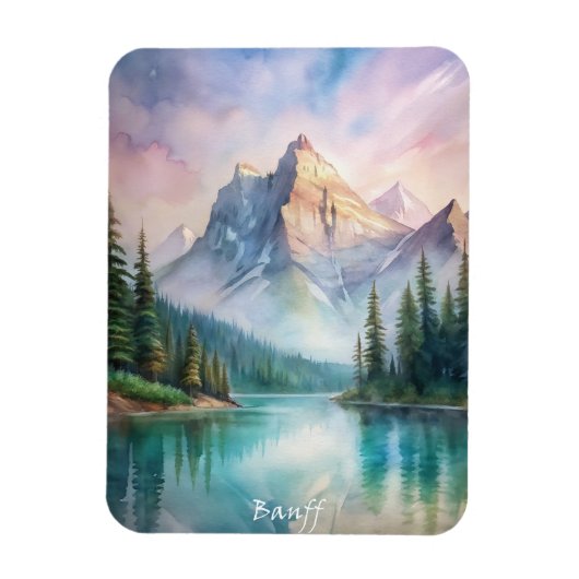 Banff National Park Waterverf Schilderij Magneet (Verticaal)