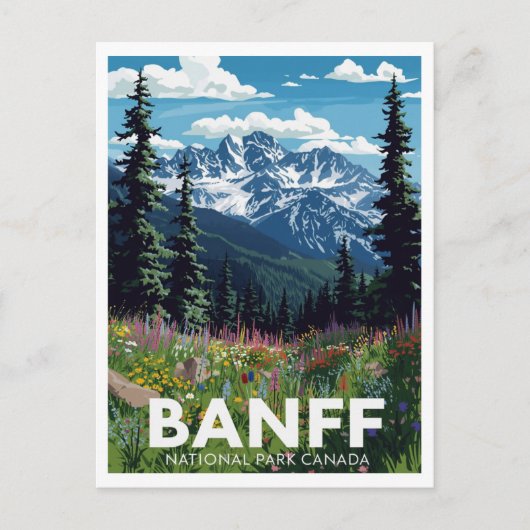 Banff National Park Wildflower Mountains Briefkaart (Voorkant)