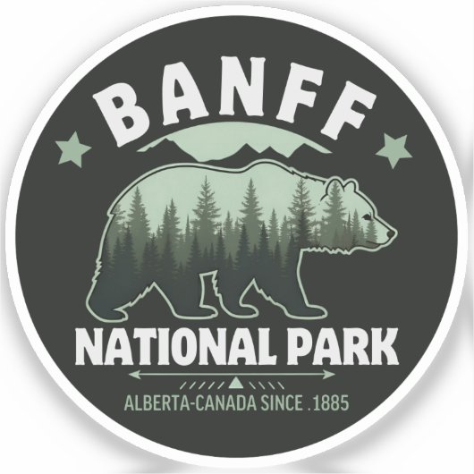 Banff National Park Wildlife – Rustic Bear Sticker (Voorkant)