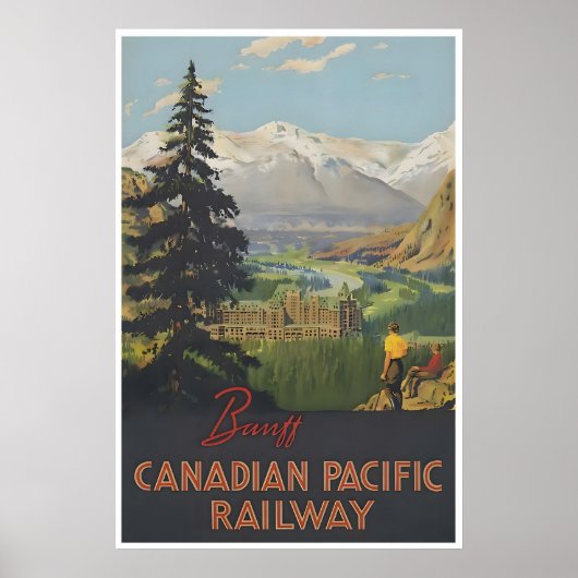Banff Reisposter Alberta Canada Kunst Canadees Poster (Voorkant)