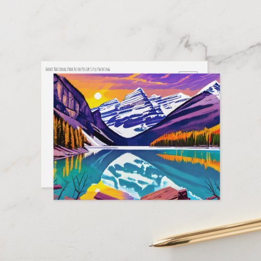 Banff Retro Poster schilderij Briefkaart (Voorkant / Achterkant in situ)