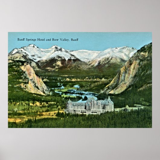  Banff Springs Hotel en Bow Valley Poster (Voorkant)