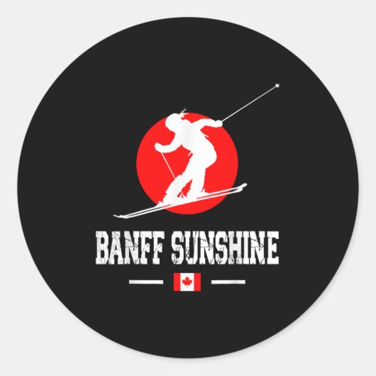 Banff Sunshine Canada Ski Resort Rocky Mountains S Ronde Sticker (Voorkant)