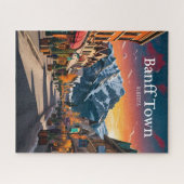Banff Town | Alberta Travel Retro Legpuzzel (Horizontaal)