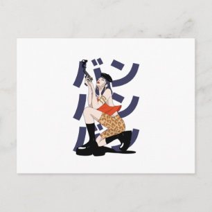 Bang Anime Girl - Pistool Anime Girl Fans Briefkaart