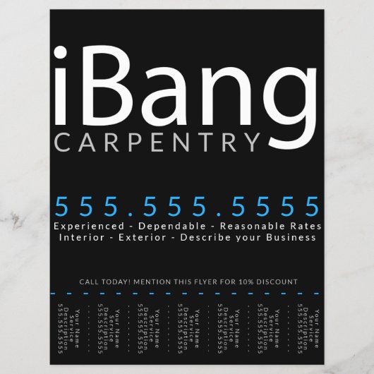 Bang. Carpentry rofer renovatie tapijtschelp Flyer (Voorkant)