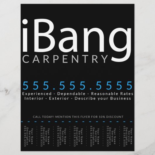 Bang. Carpentry rofer renovatie tapijtschelp Flyer (Voorkant)