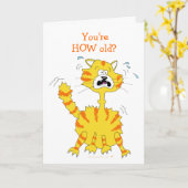 Bang Cartoon Cat Funny Happy Birthday Sjabloon (Gele Bloem)