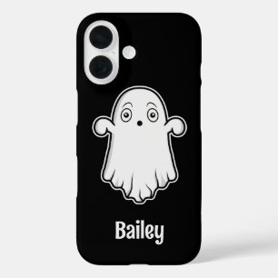 Bang Cartoon Ghost en  naam Zwart iPhone 16 Hoesje