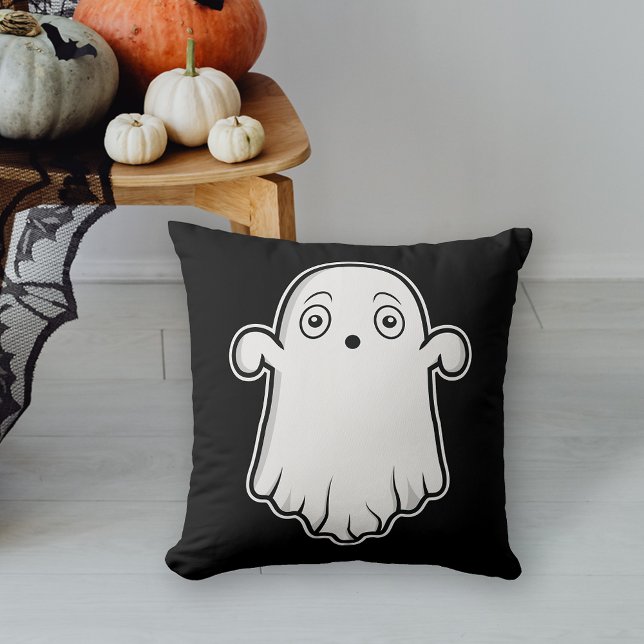 Bang Cartoon Ghost Halloween Zwart-Wit Kussen (Cute design for the Halloween season.)