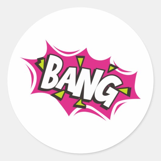 Bang Cartoon Pow Zap Ronde Sticker (Voorkant)