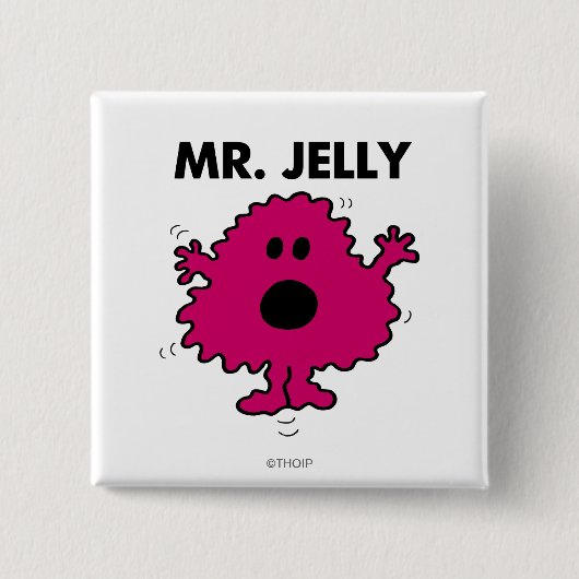 Bang en nerveus Mr. Jelly Vierkante Button 5,1 Cm (Voorkant)