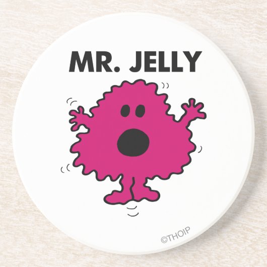 Bang en nerveus Mr. Jelly Zandsteen Onderzetter (Voorkant)