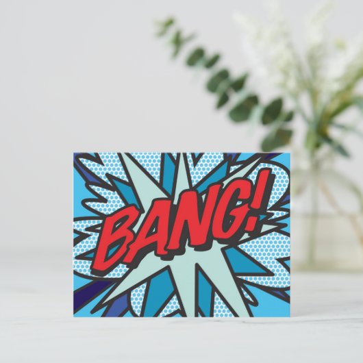 BANG Fun Retro Comic Book Pop Art Briefkaart (Staand voorkant)