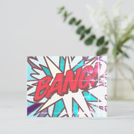BANG Fun Retro Comic Book Pop Art Briefkaart (Staand voorkant)