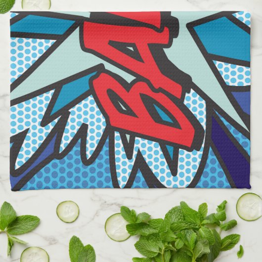 BANG Fun Retro Comic Book Pop Art Theedoek (Gevouwen)