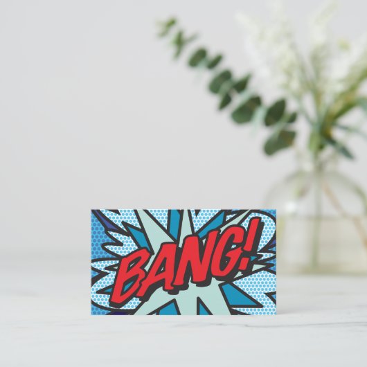 BANG Fun Retro Comic Book Visitekaartje (Staand voorkant)