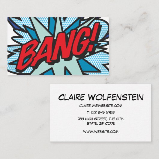 BANG Fun Retro Comic Book Visitekaartje (Voorkant / Achterkant)