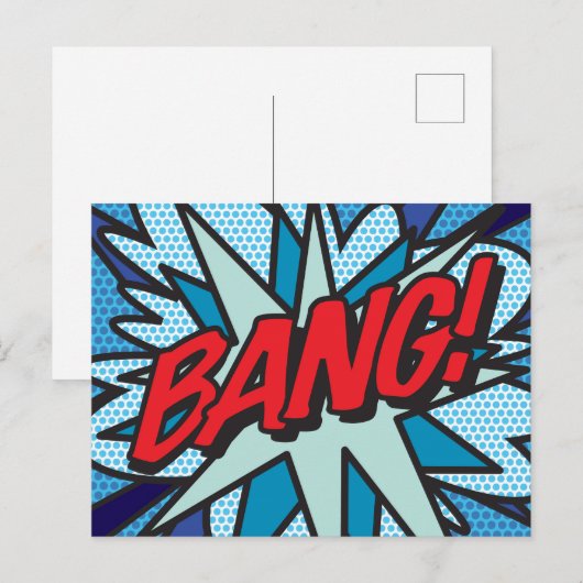 BANG Fun Retro Stripboek Pop Art Aankondigingskaart (Voorkant / Achterkant)