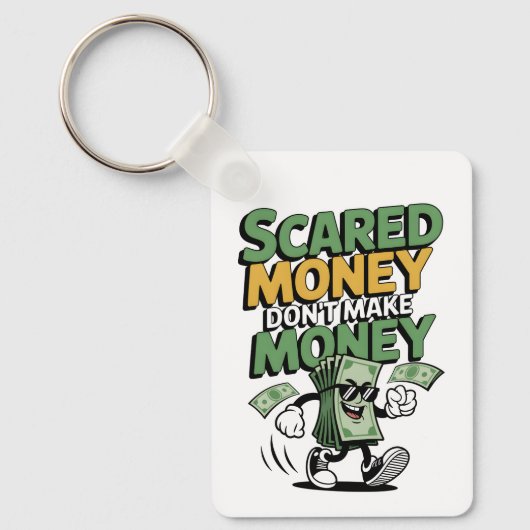 Bang geld verdient geen geld sleutelhanger (Voorkant)