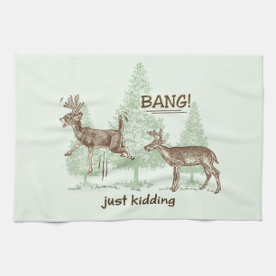 Bang! Gewoon Kidding. Hunting Humor Green Theedoek