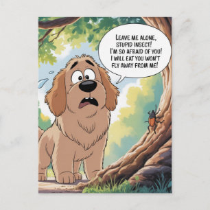 Bang hond grappige insect cartoon briefkaart