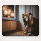 Bang Honden Hond Met Vuurwerk Muismat (Voorkant)